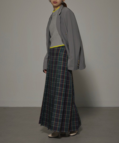 MAISON BREEZE reveur(メゾンブリーズレヴール)の「【MAISON BREEZE reveur】Tartan check pleated long skirt タータンチェック プリーツロングスカート XNN(スカート・レディース・レッド/ネイビー・FREE)」の5枚目の写真