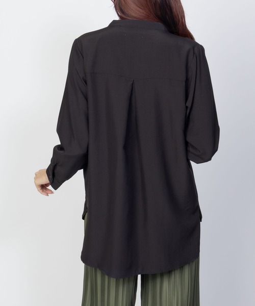 NAVY(ネイビー)の「【シワになりにくい】 NAVY スキッパー7分袖プルオーバー シャツ(シャツ/ブラウス・レディース・ブラック/ブルー/キャメル・M/L)」の7枚目の写真