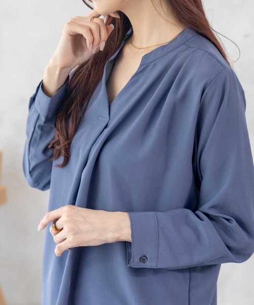 NAVY(ネイビー)の「【シワになりにくい】 NAVY スキッパー7分袖プルオーバー シャツ(シャツ/ブラウス・レディース・ブラック/ブルー/キャメル・M/L)」の11枚目の写真