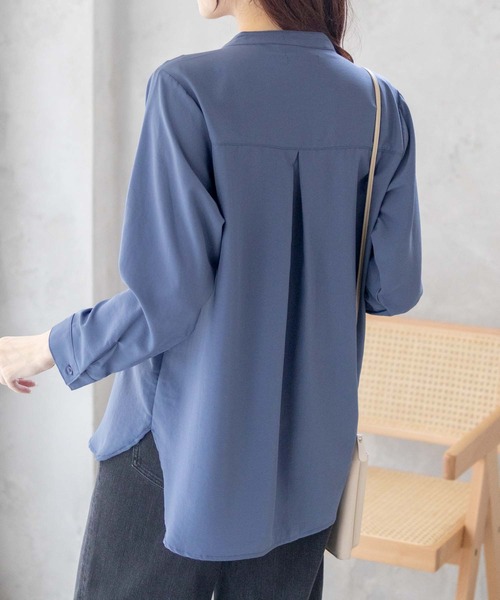 NAVY(ネイビー)の「【シワになりにくい】 NAVY スキッパー7分袖プルオーバー シャツ(シャツ/ブラウス・レディース・ブラック/ブルー/キャメル・M/L)」の12枚目の写真