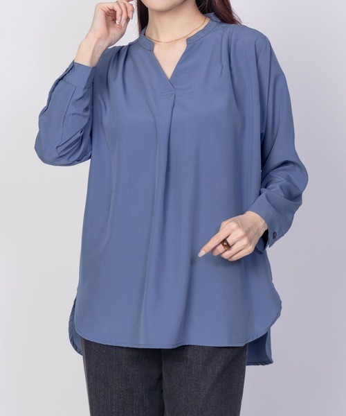 NAVY(ネイビー)の「【シワになりにくい】 NAVY スキッパー7分袖プルオーバー シャツ(シャツ/ブラウス・レディース・ブラック/ブルー/キャメル・M/L)」の13枚目の写真