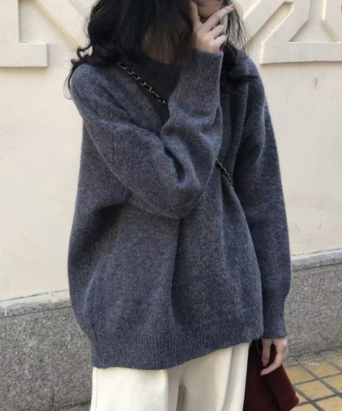 SEU(エスイーユー)の「さりげないメランジ調が可愛い♪ ミックスカラー ニット 長袖 クルーネック(ニット/セーター・レディース・アイボリー/ブラック/ベージュ/イエロー/チャコール/ホワイト・フリー)」の4枚目の写真