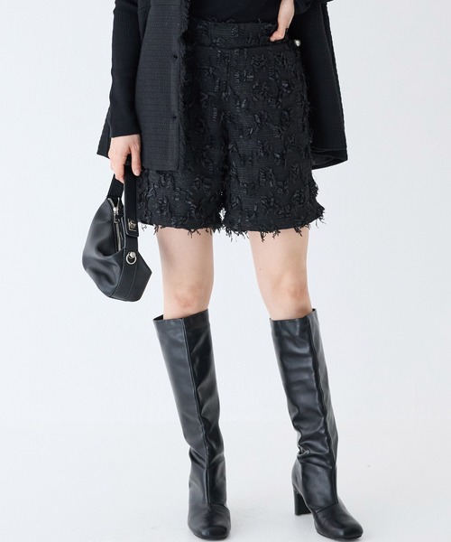 INCEDE（インシード）の「リボンツイードショートパンツ（その他パンツ・レディース・チャコールグレー/ブラック・M/L/LL）」の4枚目の写真