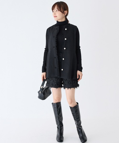 INCEDE（インシード）の「リボンツイードショートパンツ（その他パンツ・レディース・チャコールグレー/ブラック・M/L/LL）」の7枚目の写真