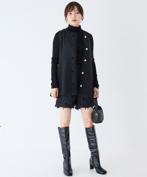 INCEDE（インシード）の「リボンツイードショートパンツ（その他パンツ・レディース・チャコールグレー/ブラック・M/L/LL）」の8枚目の写真