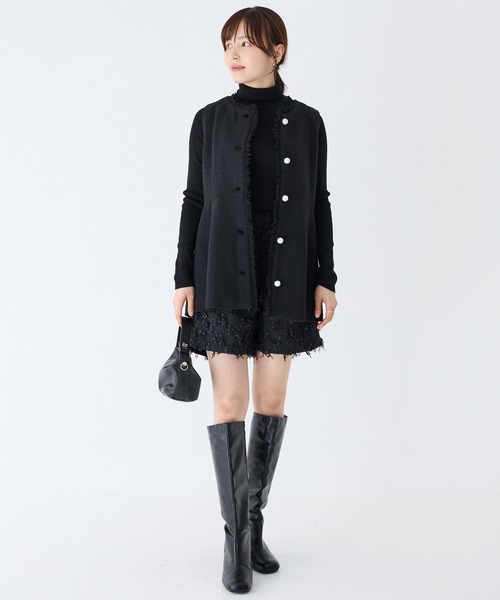 INCEDE（インシード）の「リボンツイードショートパンツ（その他パンツ・レディース・チャコールグレー/ブラック・M/L/LL）」の9枚目の写真