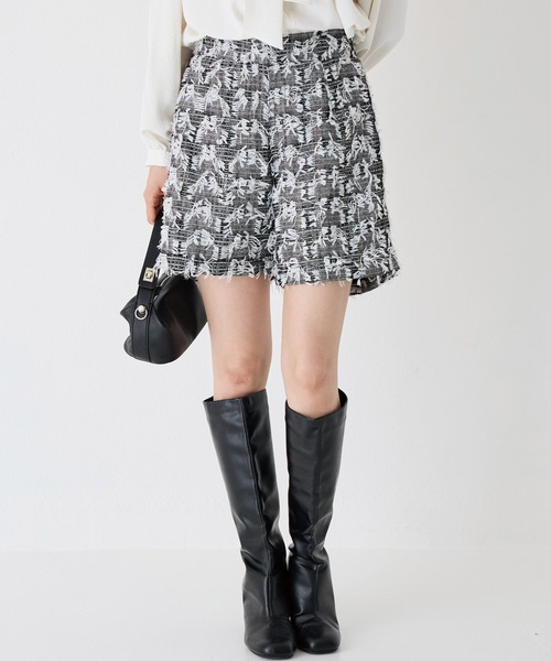 INCEDE（インシード）の「リボンツイードショートパンツ（その他パンツ・レディース・チャコールグレー/ブラック・M/L/LL）」の12枚目の写真