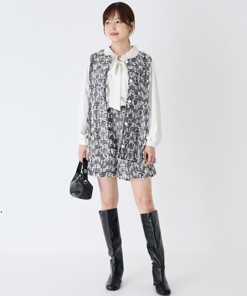 INCEDE（インシード）の「リボンツイードショートパンツ（その他パンツ・レディース・チャコールグレー/ブラック・M/L/LL）」の16枚目の写真