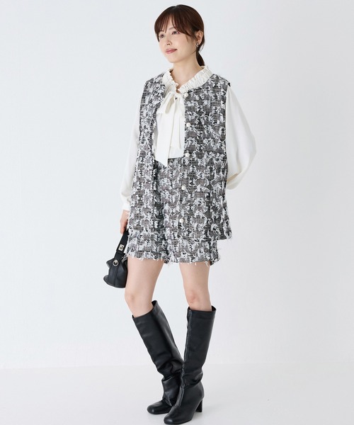 INCEDE（インシード）の「リボンツイードショートパンツ（その他パンツ・レディース・チャコールグレー/ブラック・M/L/LL）」の17枚目の写真