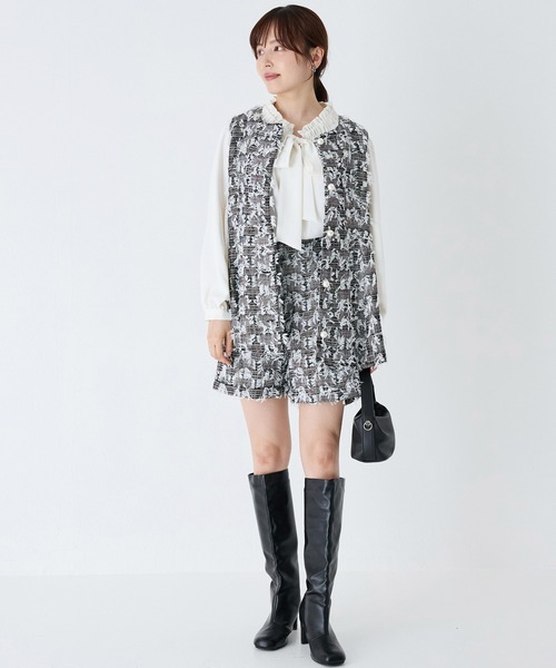 INCEDE（インシード）の「リボンツイードショートパンツ（その他パンツ・レディース・チャコールグレー/ブラック・M/L/LL）」の18枚目の写真