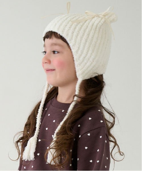petit main（プティマイン）の「猫耳リボンニットキャップ（ニットキャップ/ビーニー・キッズ・アイボリー/ライトブルー/ブラック・50cm/52cm/54cm）」の8枚目の写真