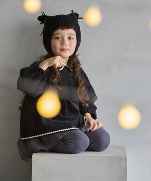 petit main（プティマイン）の「猫耳リボンニットキャップ（ニットキャップ/ビーニー・キッズ・アイボリー/ライトブルー/ブラック・50cm/52cm/54cm）」の4枚目の写真