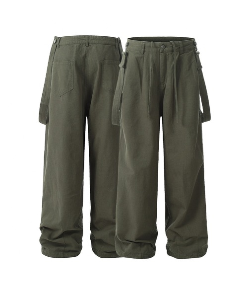 【セール】HOOK -select- 2WAYミリタリーサスペンダー付き ボリュームタックワークパンツ（カーゴパンツ）｜HOOK（フック）