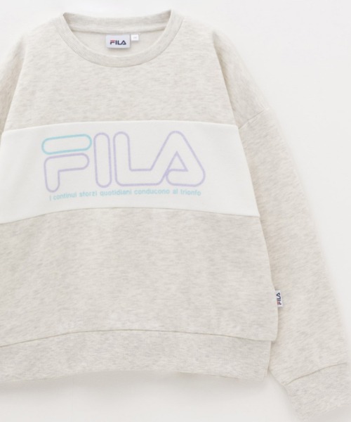 FILA(フィラ)の「FILA 裏起毛 切り替えトレーナー(スウェット・キッズ・サックスブルー/オートミール・120/130/140/150/160)」の1枚目の写真