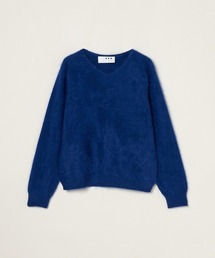 three dots スリードッツ ファーカシミヤベスト ニット ブルー Fur cashmere vest｜スリードッツ オフィシャルオンラインショップ