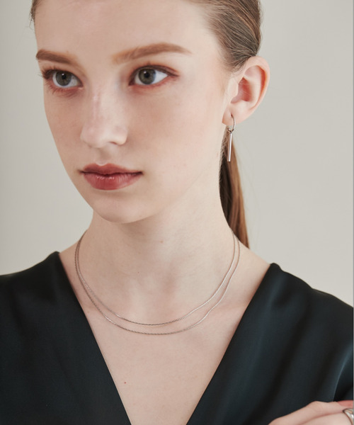 ●SS66 used シアー ゴールド 縁 額縁 スカーフ アクセサリー セール】【 金属アレルギー対応 】 2連チェーンネックレス