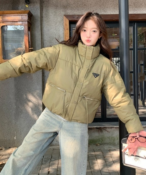 【セール】ワンポイント スタンドカラー エコダウンジャケット（ダウンジャケット/コート）｜Ritzy（リッツィー）