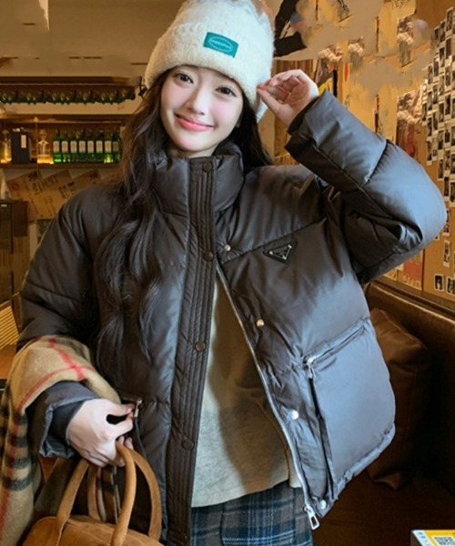 【セール】ワンポイント スタンドカラー エコダウンジャケット（ダウンジャケット/コート）｜Ritzy（リッツィー）