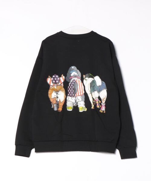 CORISCO コリスコ 猫 ネコ アニマル柄 トレーナー スウェット CORISCO前後犬猫柄裏起毛トレーナー(MENS)(WOMENS