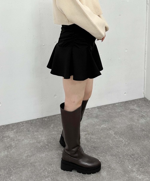 archives（アルシーヴ）の「ギャザーフレアミニスカート（スカート・レディース・ブラック/グレー/モカ・MEDIUM）」の7枚目の写真