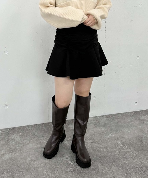 archives（アルシーヴ）の「ギャザーフレアミニスカート（スカート・レディース・ブラック/グレー/モカ・MEDIUM）」の6枚目の写真