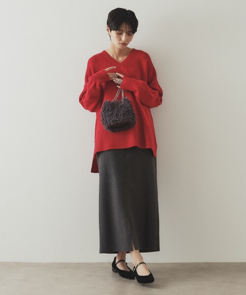 OPAQUE.CLIP（オペークドットクリップ）の「◆【2WAY】ラム風フェイクファーミニショルダーバッグ（ショルダーバッグ・レディース・ブラウン系/チャコールグレー/オフホワイト・00）」の8枚目の写真