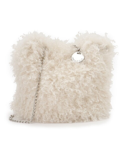 OPAQUE.CLIP（オペークドットクリップ）の「◆【2WAY】ラム風フェイクファーミニショルダーバッグ（ショルダーバッグ・レディース・ブラウン系/チャコールグレー/オフホワイト・00）」の11枚目の写真