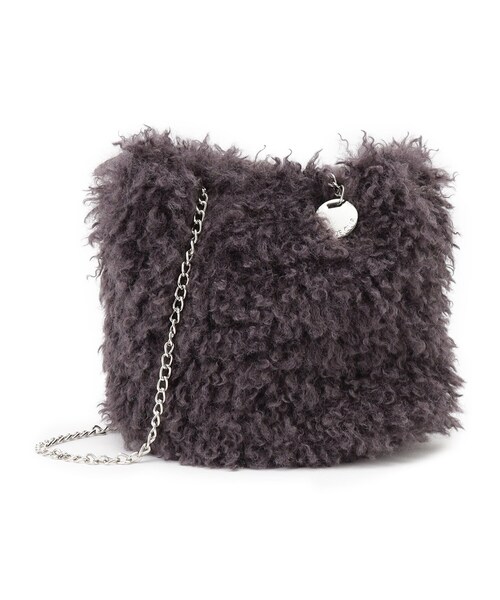 OPAQUE.CLIP（オペークドットクリップ）の「◆【2WAY】ラム風フェイクファーミニショルダーバッグ（ショルダーバッグ・レディース・ブラウン系/チャコールグレー/オフホワイト・00）」の12枚目の写真