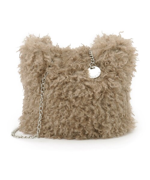 OPAQUE.CLIP（オペークドットクリップ）の「◆【2WAY】ラム風フェイクファーミニショルダーバッグ（ショルダーバッグ・レディース・ブラウン系/チャコールグレー/オフホワイト・00）」の13枚目の写真