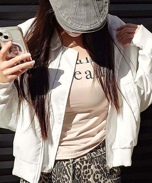 madrepadre(マドレパドレ)の「ショート丈ミニTシャツ(Tシャツ/カットソー・レディース・グレー/ベージュ・FREE)」の2枚目の写真