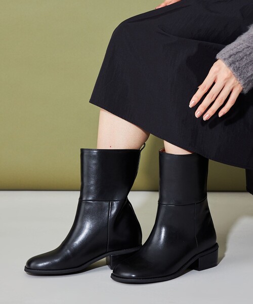 CITEN(シテン)の「<CITEN>ワイドスクエアトゥショートブーツ(ブーツ・レディース・ブラック・S/M/L)」の5枚目の写真