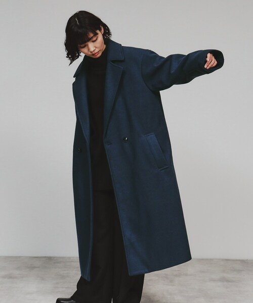 tk.TAKEO KIKUCHI（ティーケータケオキクチ）の「◆テックメルトンチェスターコート（チェスターコート・レディース・チャコールグレー/ブラック/ライトグレー/ブルー系その他・66）」の4枚目の写真