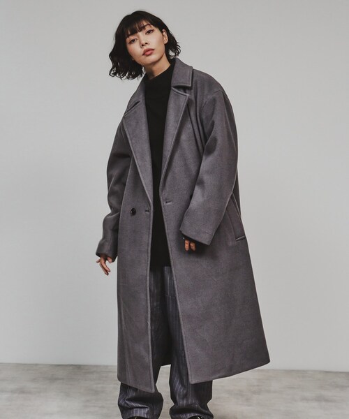 tk.TAKEO KIKUCHI（ティーケータケオキクチ）の「◆テックメルトンチェスターコート（チェスターコート・レディース・チャコールグレー/ブラック/ライトグレー/ブルー系その他・66）」の2枚目の写真