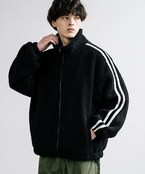 Rocky Monroe(ロッキーモンロー)の「オーバーサイズ シープボアジャケット 袖ライントラックジャケット(ブルゾン・メンズ・オフホワイト/ブラック/ブラウン・L/M)」の9枚目の写真