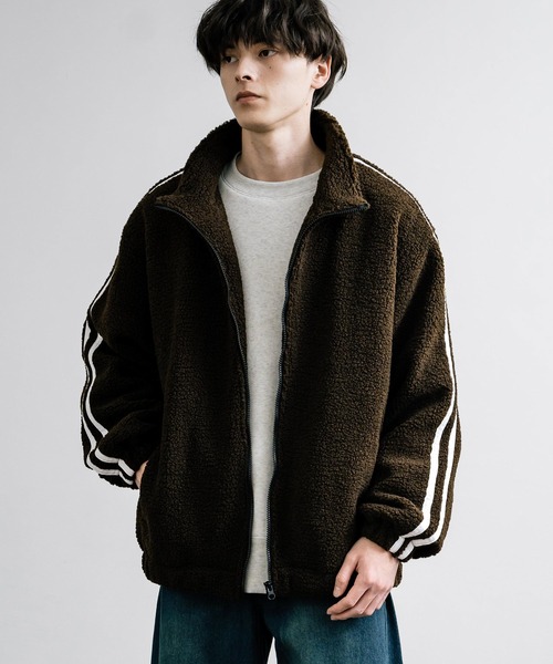 Rocky Monroe(ロッキーモンロー)の「オーバーサイズ シープボアジャケット 袖ライントラックジャケット(ブルゾン・メンズ・オフホワイト/ブラック/ブラウン・L/M)」の15枚目の写真
