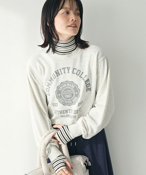 CRAFT STANDARD BOUTIQUE（クラフトスタンダードブティック）の「カレッジプリントショートプルオーバー（スウェット・レディース・ホワイト系その他/ネイビー/カーキ/杢グレー・FREE）」の2枚目の写真