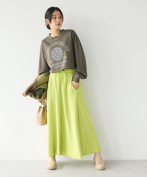 CRAFT STANDARD BOUTIQUE（クラフトスタンダードブティック）の「カレッジプリントショートプルオーバー（スウェット・レディース・ホワイト系その他/ネイビー/カーキ/杢グレー・FREE）」の12枚目の写真