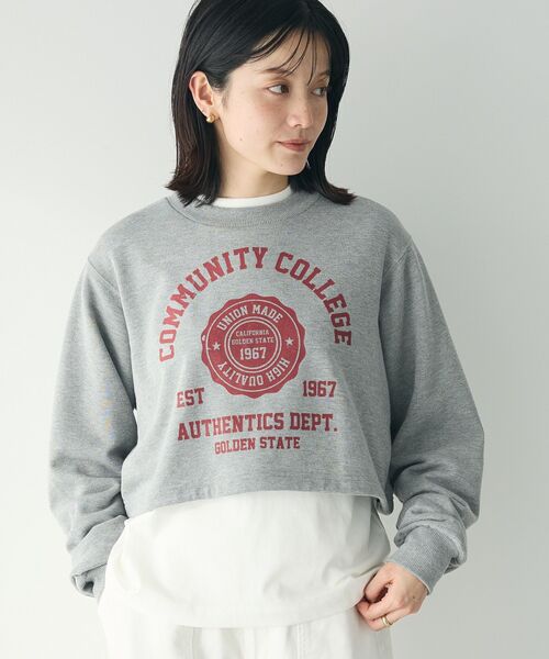 CRAFT STANDARD BOUTIQUE（クラフトスタンダードブティック）の「カレッジプリントショートプルオーバー（スウェット・レディース・ホワイト系その他/ネイビー/カーキ/杢グレー・FREE）」の15枚目の写真