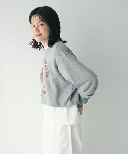 CRAFT STANDARD BOUTIQUE（クラフトスタンダードブティック）の「カレッジプリントショートプルオーバー（スウェット・レディース・ホワイト系その他/ネイビー/カーキ/杢グレー・FREE）」の16枚目の写真