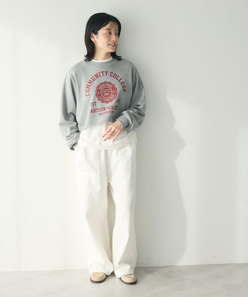 CRAFT STANDARD BOUTIQUE（クラフトスタンダードブティック）の「カレッジプリントショートプルオーバー（スウェット・レディース・ホワイト系その他/ネイビー/カーキ/杢グレー・FREE）」の18枚目の写真