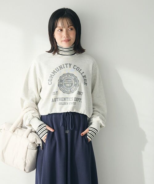 CRAFT STANDARD BOUTIQUE（クラフトスタンダードブティック）の「カレッジプリントショートプルオーバー（スウェット・レディース・ホワイト系その他/ネイビー/カーキ/杢グレー・FREE）」の21枚目の写真
