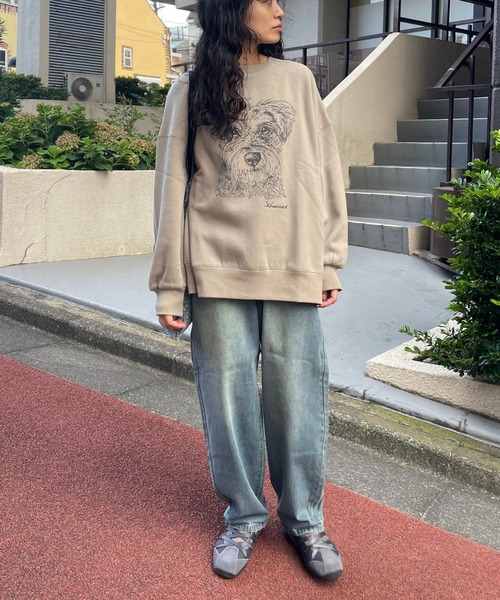 AS KNOW AS plus（アズノゥアズプラス）の「◇DOGプリントスウェットプルオーバー　線画 ワンポイント刺繍 裏起毛（スウェット・レディース・サックスブルー/ベージュ/オートミール・FREE）」の12枚目の写真