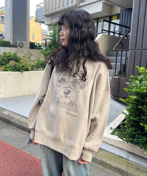 AS KNOW AS plus（アズノゥアズプラス）の「◇DOGプリントスウェットプルオーバー　線画 ワンポイント刺繍 裏起毛（スウェット・レディース・サックスブルー/ベージュ/オートミール・FREE）」の14枚目の写真