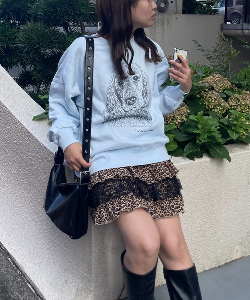 AS KNOW AS plus（アズノゥアズプラス）の「◇DOGプリントスウェットプルオーバー　線画 ワンポイント刺繍 裏起毛（スウェット・レディース・サックスブルー/ベージュ/オートミール・FREE）」の16枚目の写真