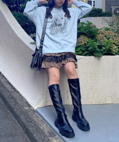 AS KNOW AS plus（アズノゥアズプラス）の「◇DOGプリントスウェットプルオーバー　線画 ワンポイント刺繍 裏起毛（スウェット・レディース・サックスブルー/ベージュ/オートミール・FREE）」の19枚目の写真