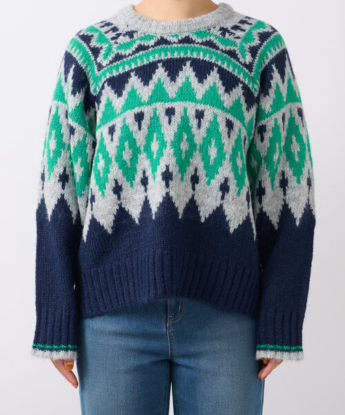 un dix cors(アンディコール)の「《WEB限定》起毛求心ジャガードニット(ニット/セーター・レディース・ブラウン/グリーン・FREE)」の12枚目の写真