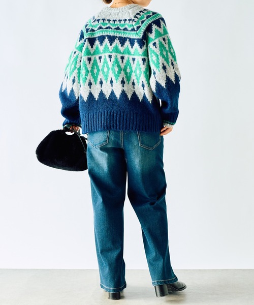 un dix cors(アンディコール)の「《WEB限定》起毛求心ジャガードニット(ニット/セーター・レディース・ブラウン/グリーン・FREE)」の9枚目の写真