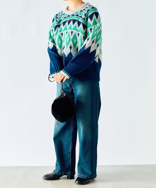 un dix cors(アンディコール)の「《WEB限定》起毛求心ジャガードニット(ニット/セーター・レディース・ブラウン/グリーン・FREE)」の10枚目の写真