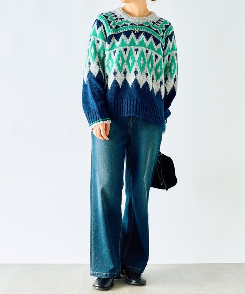 un dix cors(アンディコール)の「《WEB限定》起毛求心ジャガードニット(ニット/セーター・レディース・ブラウン/グリーン・FREE)」の11枚目の写真