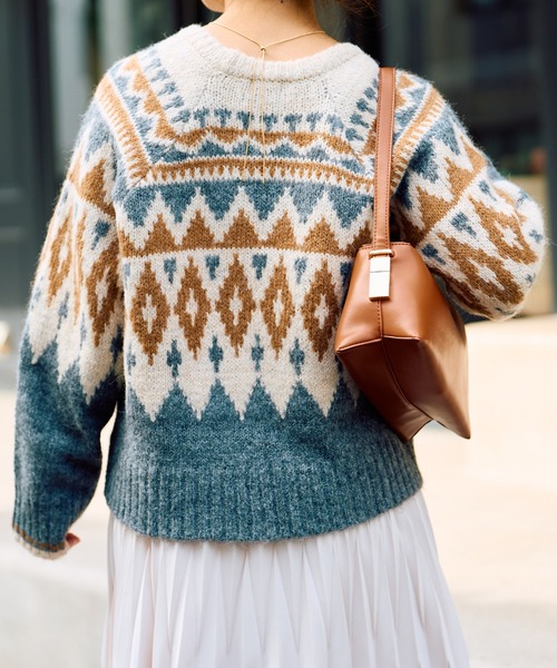 un dix cors(アンディコール)の「《WEB限定》起毛求心ジャガードニット(ニット/セーター・レディース・ブラウン/グリーン・FREE)」の21枚目の写真